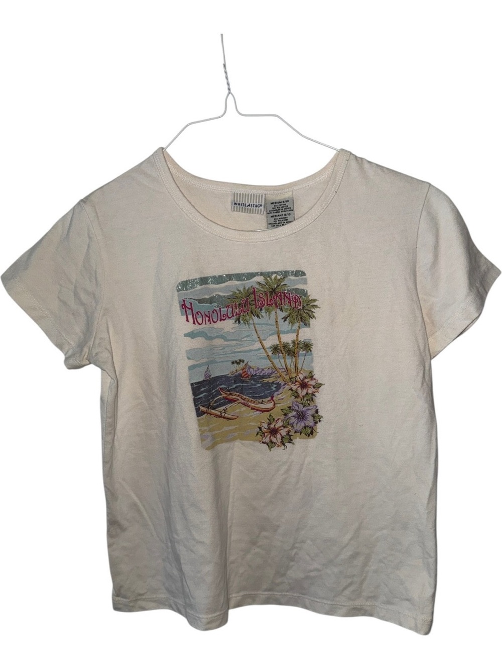 Honolulu Island Graphic Tee - Cream Kids Shirt